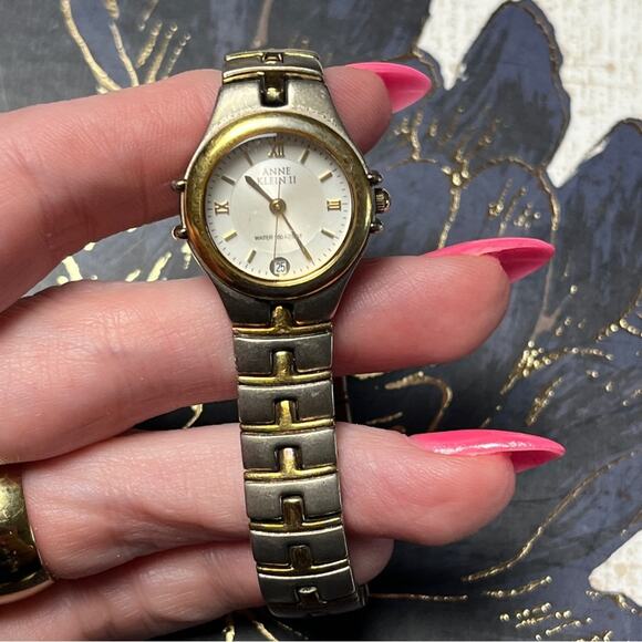 Vintage Anne Klein Gold and Silver Tone Metal Classic Wrist Watch D1 - Picture 2 of 8